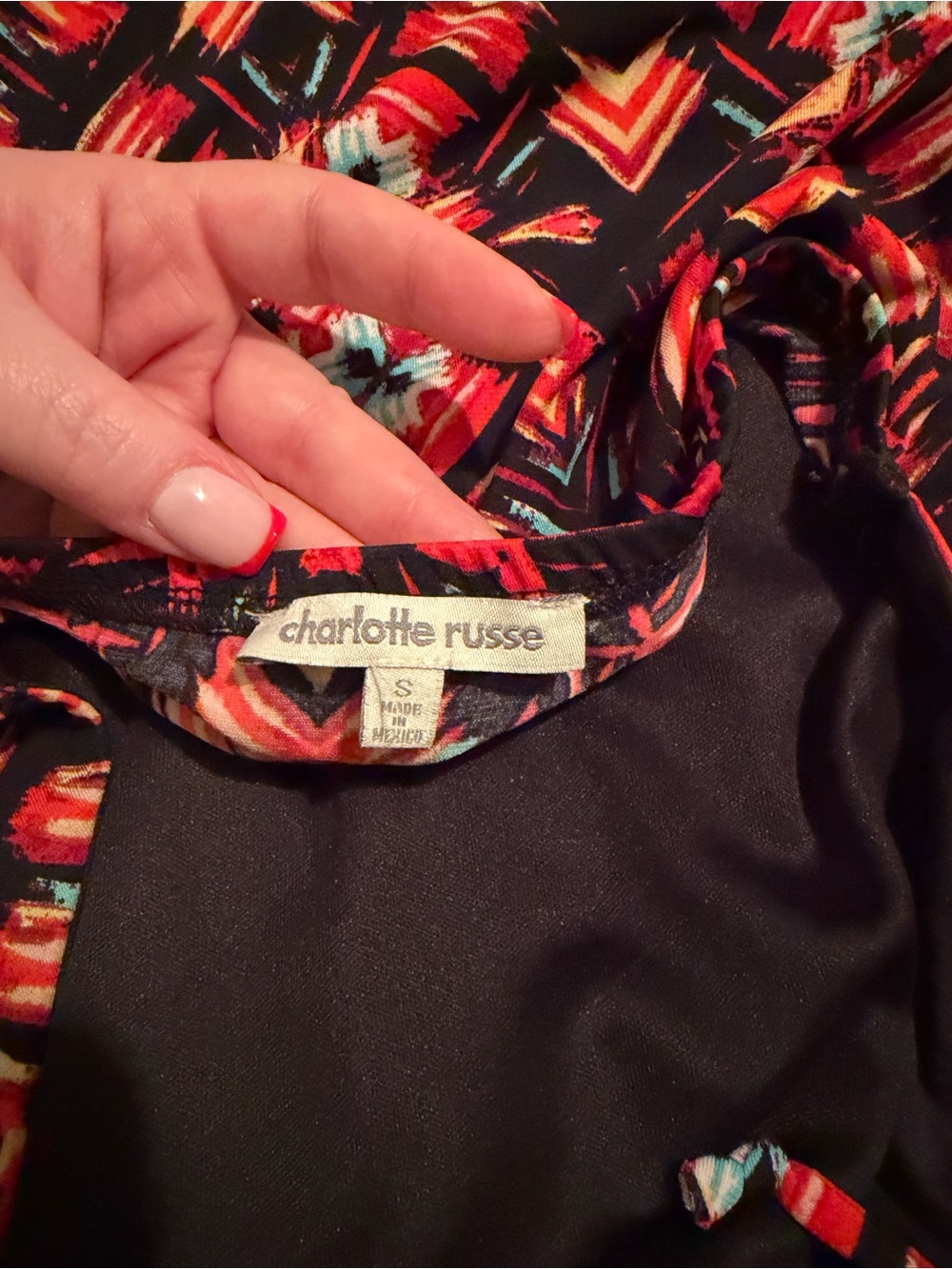 Charolette Russe Multi Colored Halter Top Knee Length Side Cut Out Dress Small - Picture 6 of 6